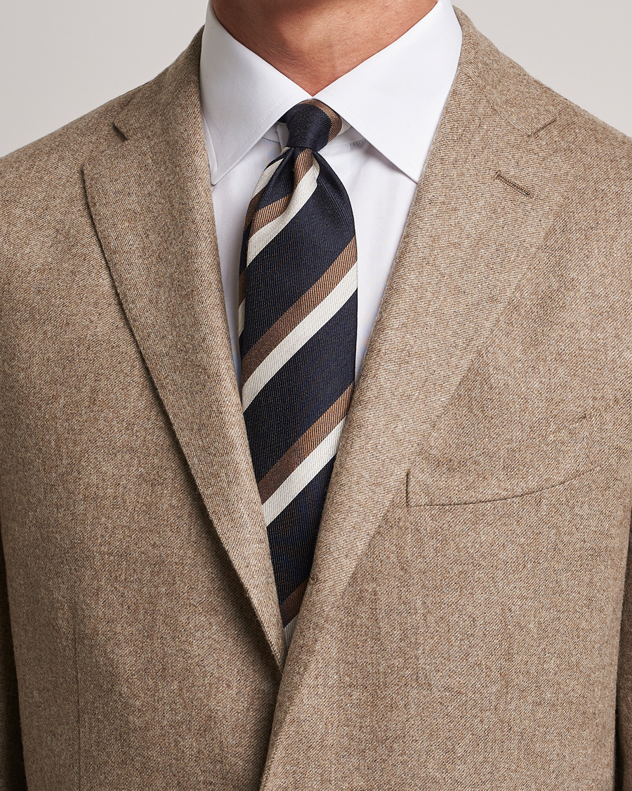 Herre | Brunello Cucinelli Regimental Stripe Tie Navy/Grey | Brunello Cucinelli | Regimental Stripe Tie Navy/Grey