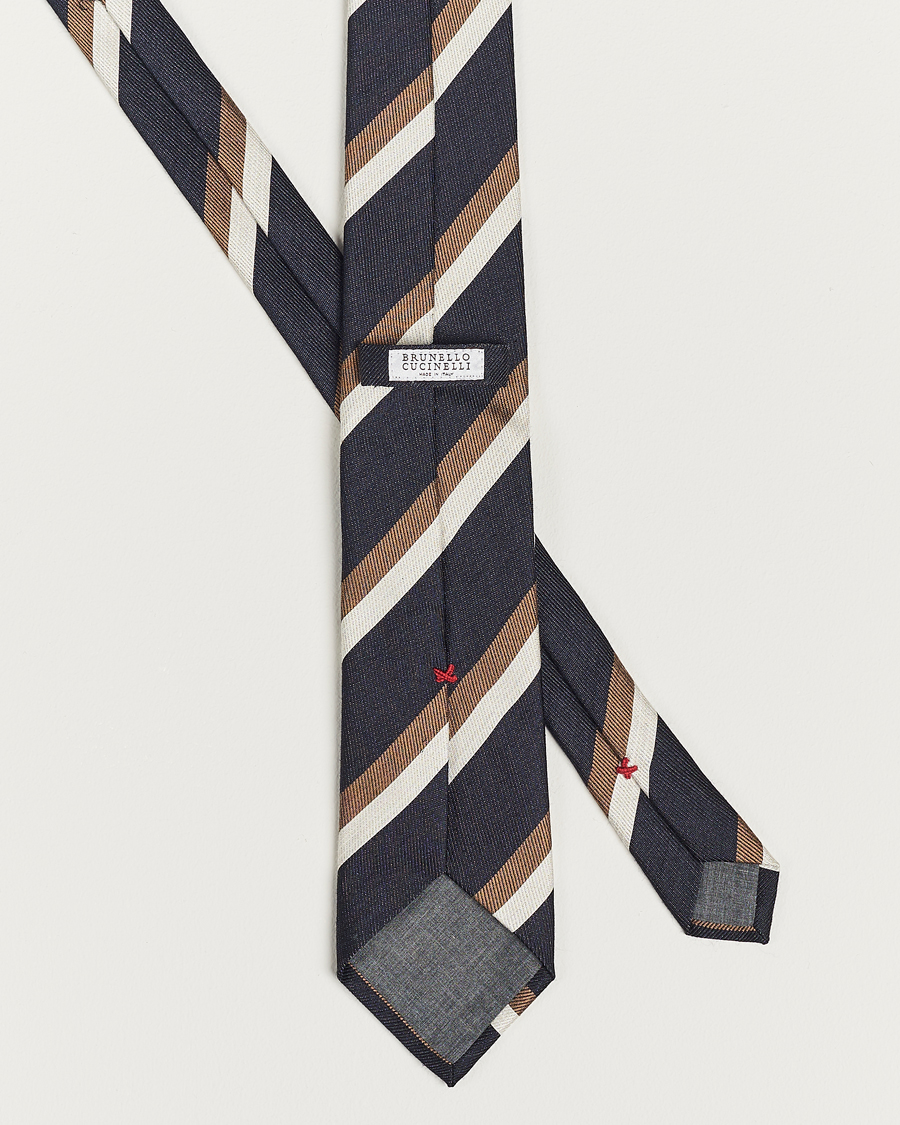 Herre | Brunello Cucinelli Regimental Stripe Tie Navy/Grey | Brunello Cucinelli | Regimental Stripe Tie Navy/Grey