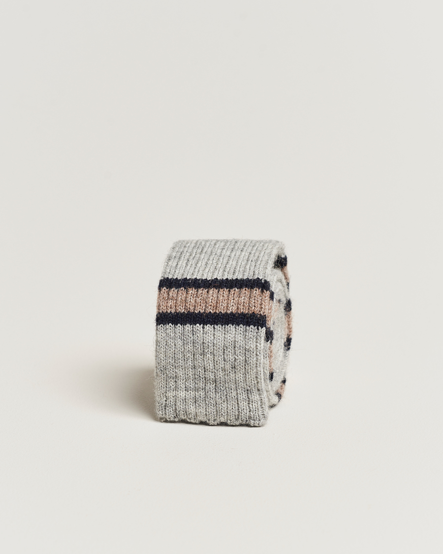 Herre | | Brunello Cucinelli | Stripe Knit Tie Grey/Navy