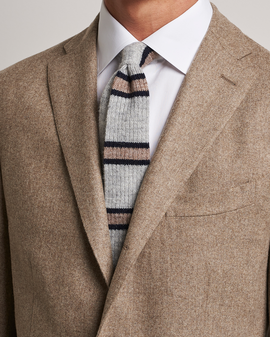 Herre | | Brunello Cucinelli | Stripe Knit Tie Grey/Navy