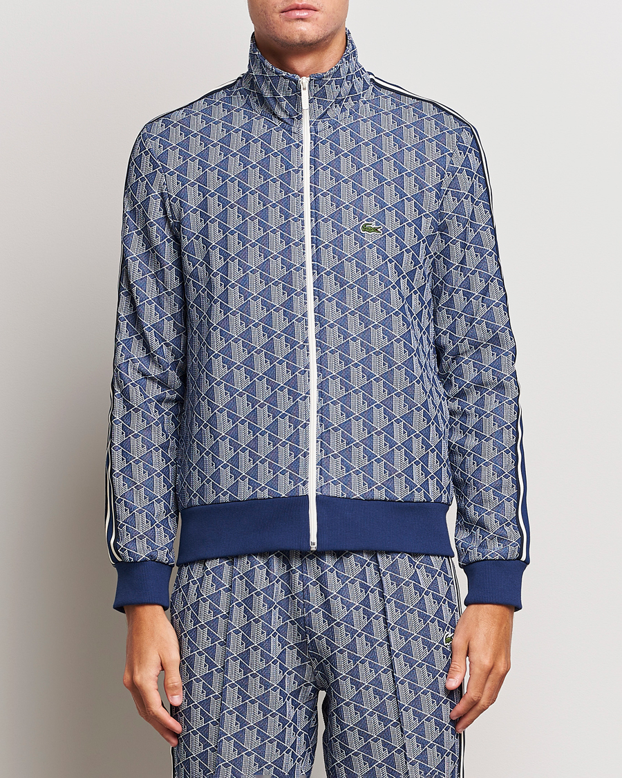 Herre |  | Lacoste | Monogram Full Zip Sweater Methylene