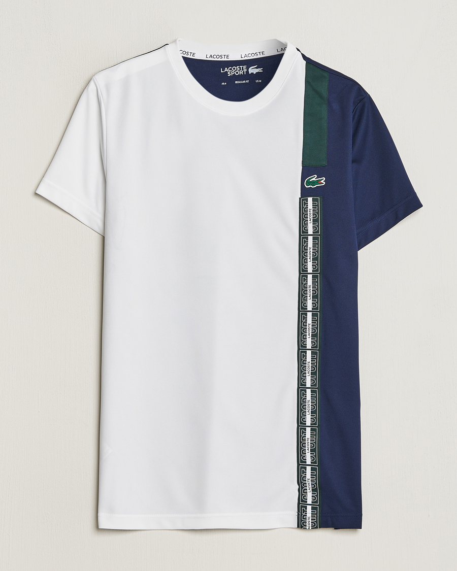 Herre | T-Shirts | Lacoste Sport | Performance Colourblocked T-Shirt White/Navy