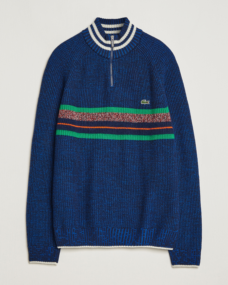 Herre | Gensere | Lacoste | Colorblocked Knitted Half Zip Navy Blue