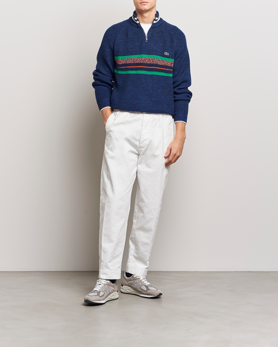 Herre | Gensere | Lacoste | Colorblocked Knitted Half Zip Navy Blue