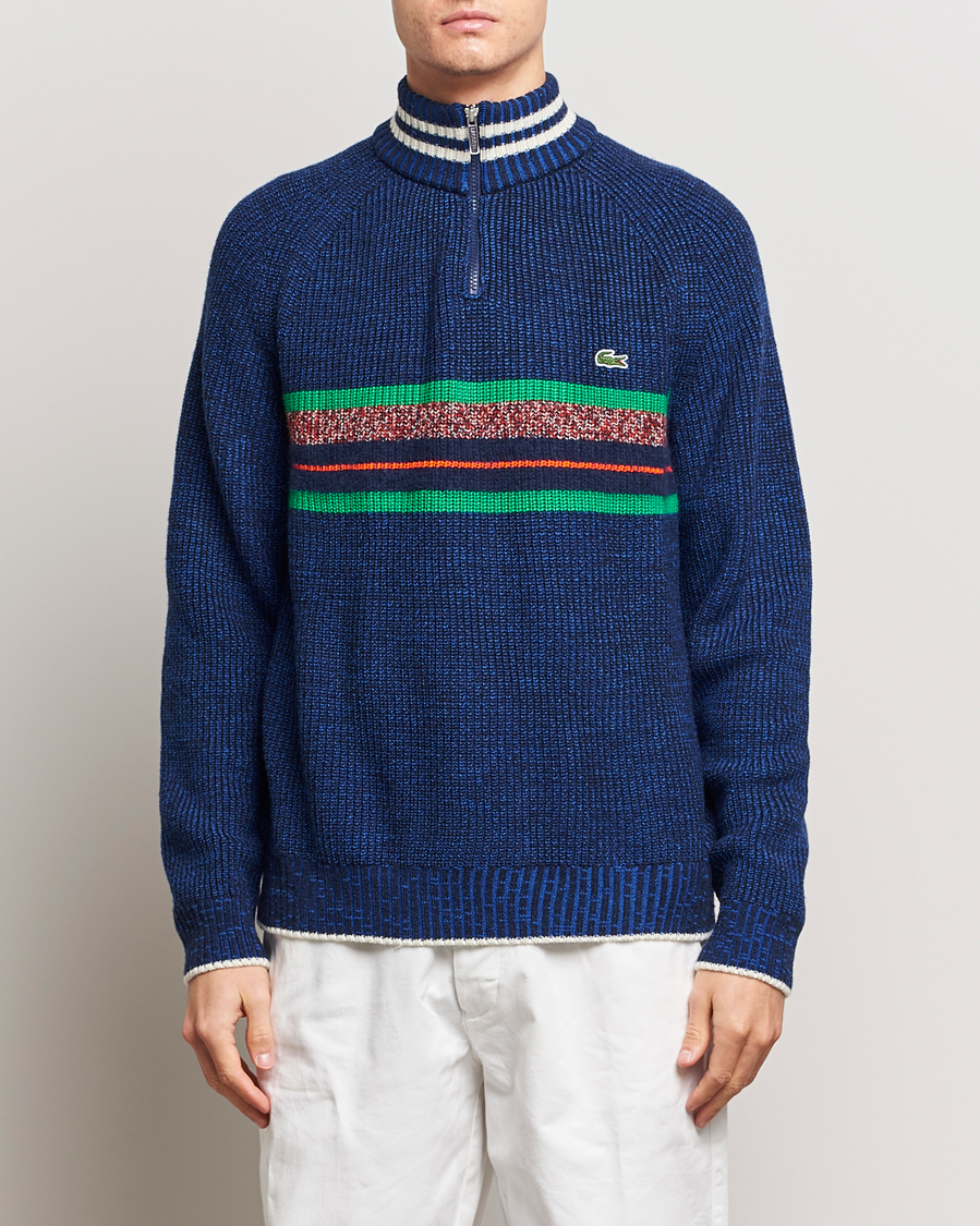 Herre | Gensere | Lacoste | Colorblocked Knitted Half Zip Navy Blue