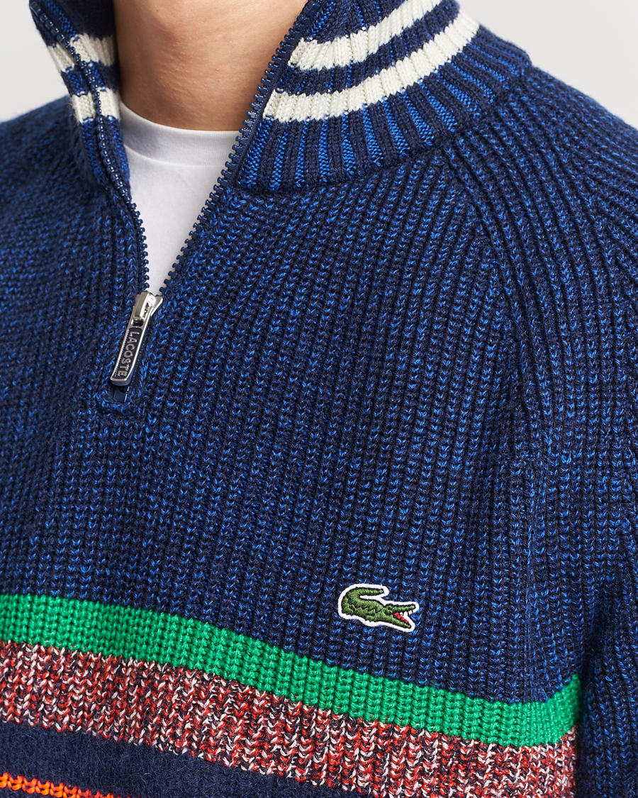 Herre | Gensere | Lacoste | Colorblocked Knitted Half Zip Navy Blue