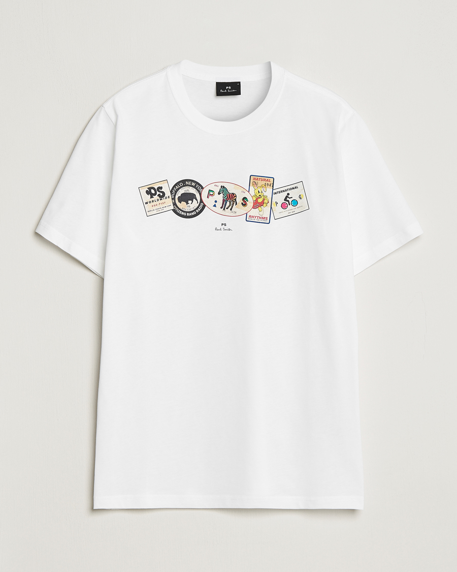 Herre | T-Shirts | PS Paul Smith | PS In A Row Crew Neck T-Shirt White