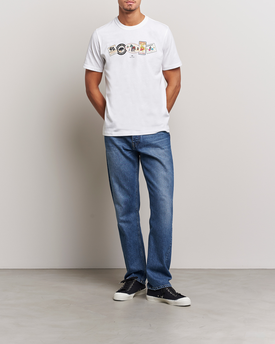 Herre | T-Shirts | PS Paul Smith | PS In A Row Crew Neck T-Shirt White