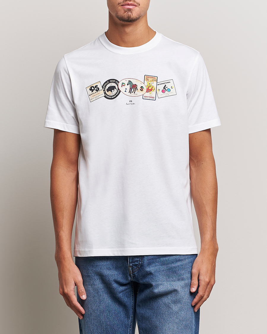 Herre | T-Shirts | PS Paul Smith | PS In A Row Crew Neck T-Shirt White