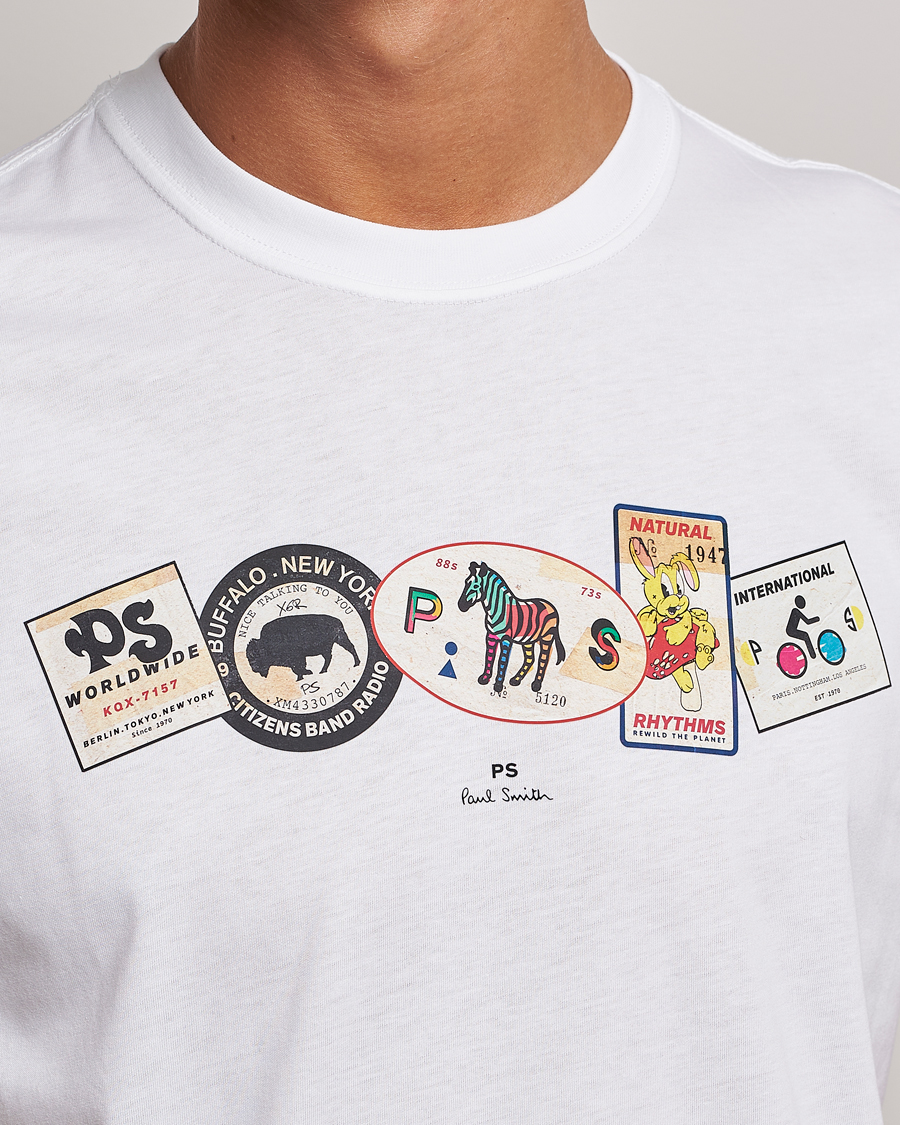 Herre | T-Shirts | PS Paul Smith | PS In A Row Crew Neck T-Shirt White