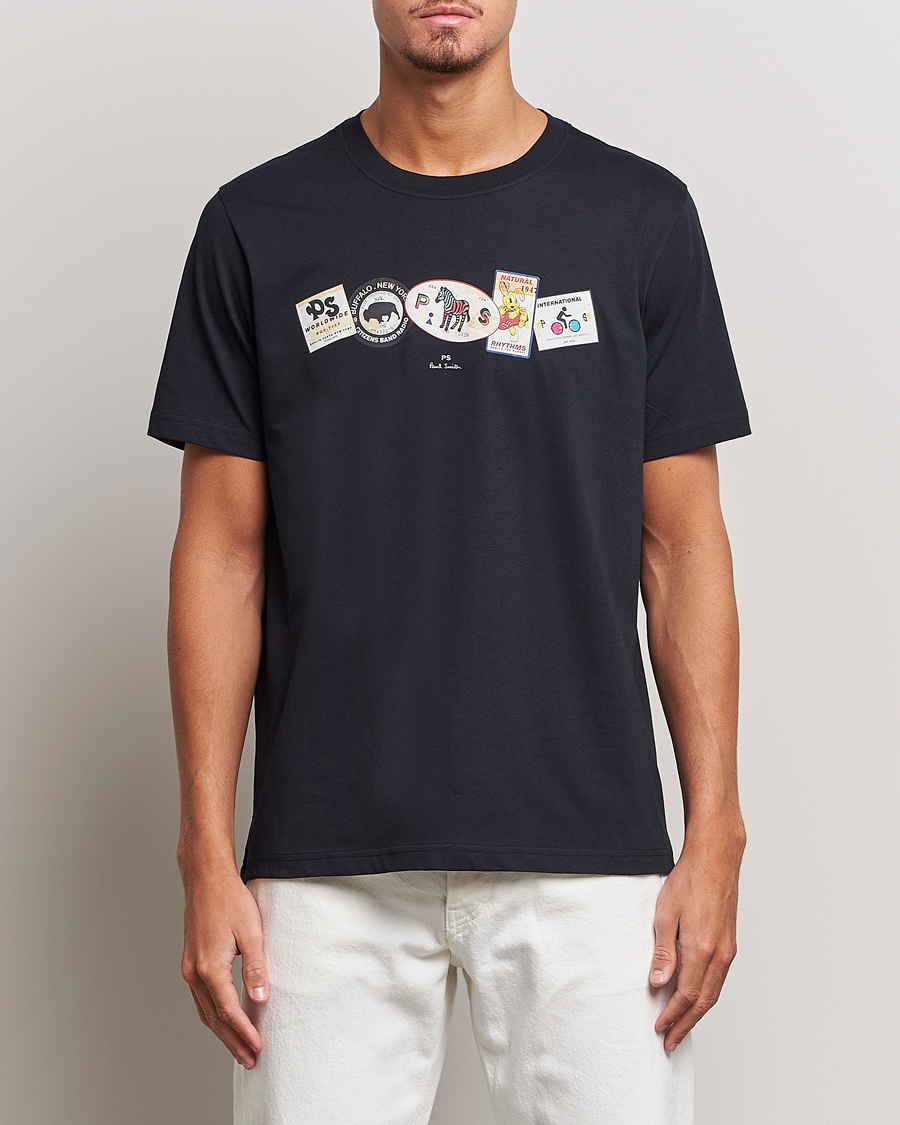 Herre | T-Shirts | PS Paul Smith | PS In A Row Crew Neck T-Shirt Navy