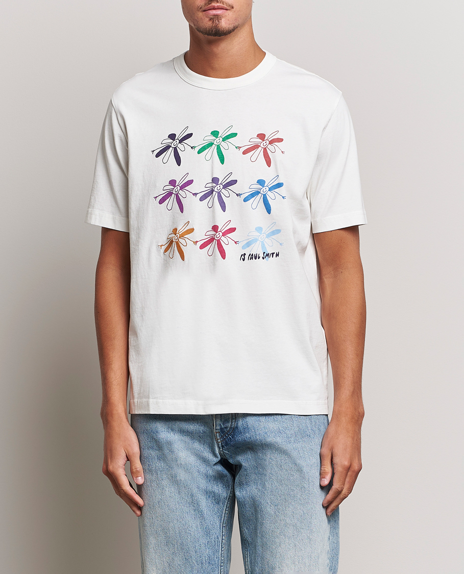 Herre |  | PS Paul Smith | Flower Grid Crew Neck T-Shirt White