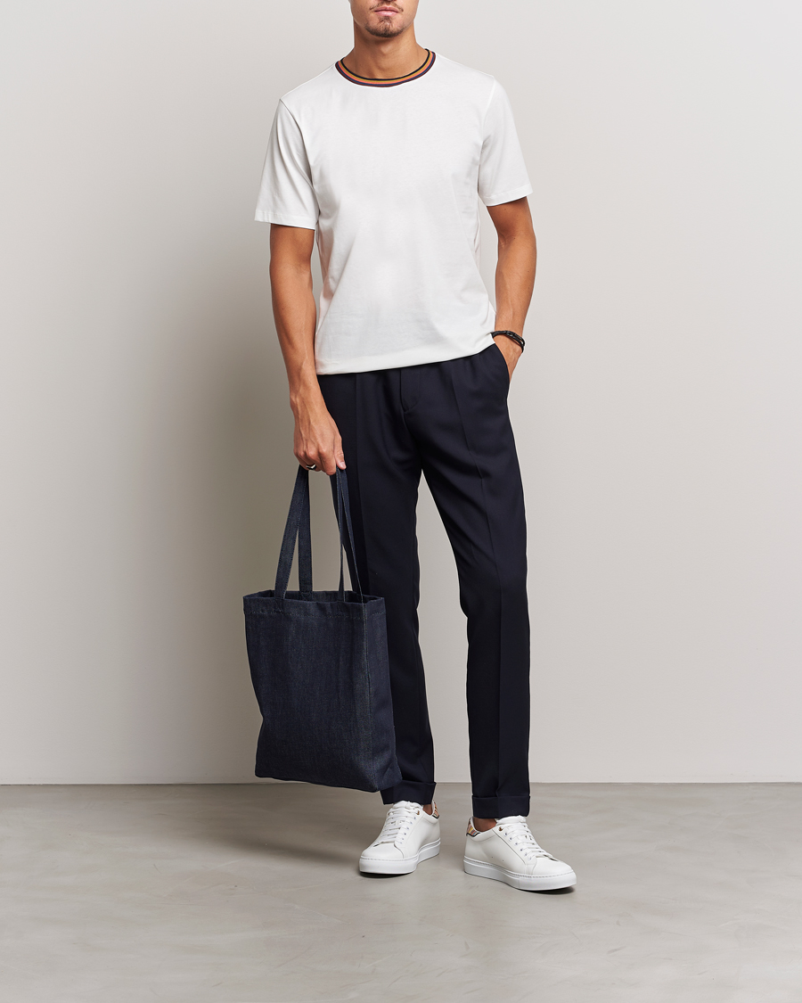 Herre | T-Shirts | Paul Smith | Stripe Rib Crew Neck T-Shirt White