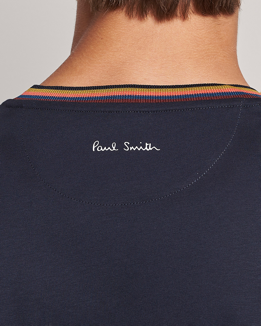Herre | T-Shirts | Paul Smith | Stripe Rib Crew Neck T-Shirt Navy