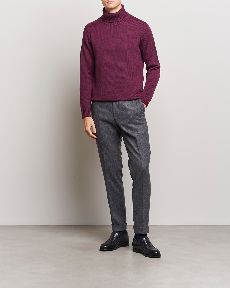 Herre | Gensere | Zanone | Virgin Merino Wool Rollneck Burgundy