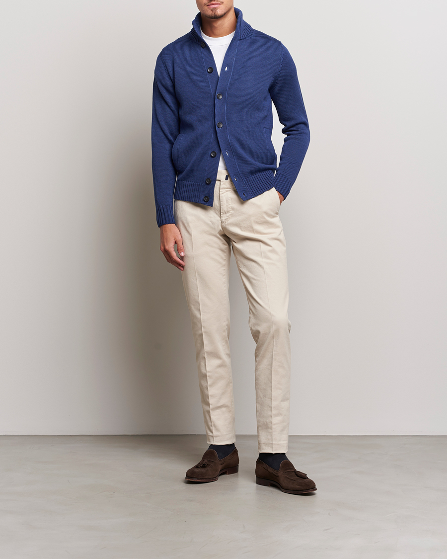 Herre | Gensere | Zanone | Virgin Merino Wool Chioto Cardigan Royal Blue