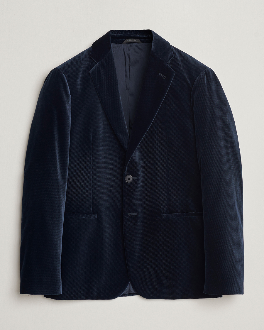 Herre | Dressjakker | Giorgio Armani | Velvet Micro Blazer Navy