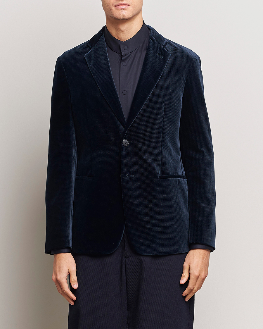 Herre | Dressjakker | Giorgio Armani | Velvet Micro Blazer Navy