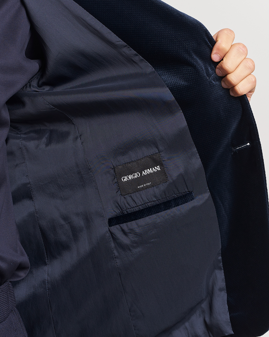 Herre | Dressjakker | Giorgio Armani | Velvet Micro Blazer Navy