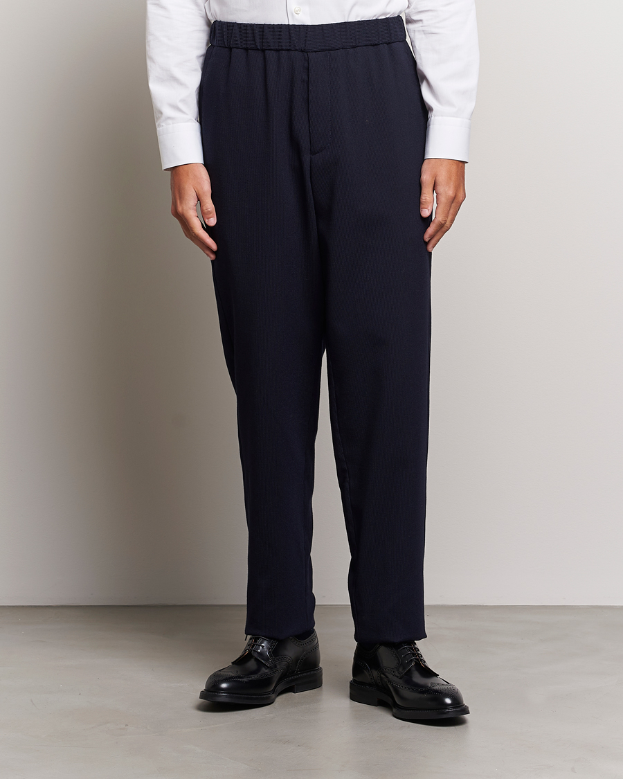 Herre | Drawstringbukser | Giorgio Armani | Wool Stretch Trousers Navy
