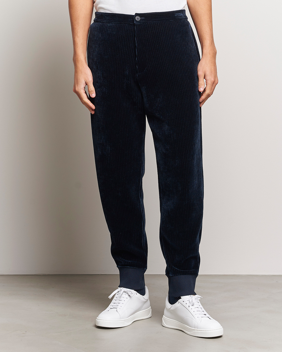 Herre | Bukser | Giorgio Armani | Jersey Corduroy Pants Navy