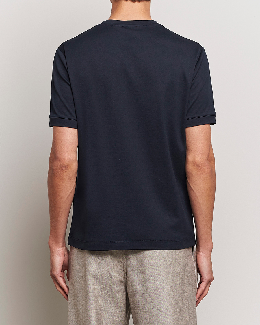 Herre | T-Shirts | Giorgio Armani | Embroidered Signature T-Shirt Navy