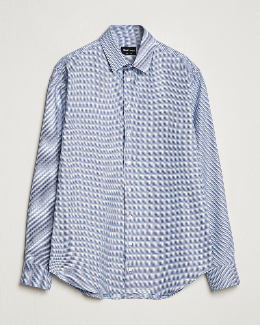 Herre | Luxury Brands | Giorgio Armani | Micro Structure Dress Shirt Light Blue