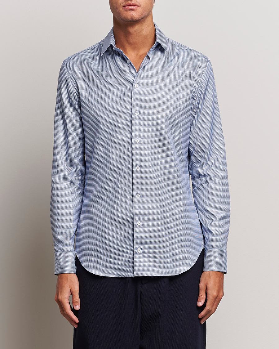 Herre |  | Giorgio Armani | Micro Structure Dress Shirt Light Blue