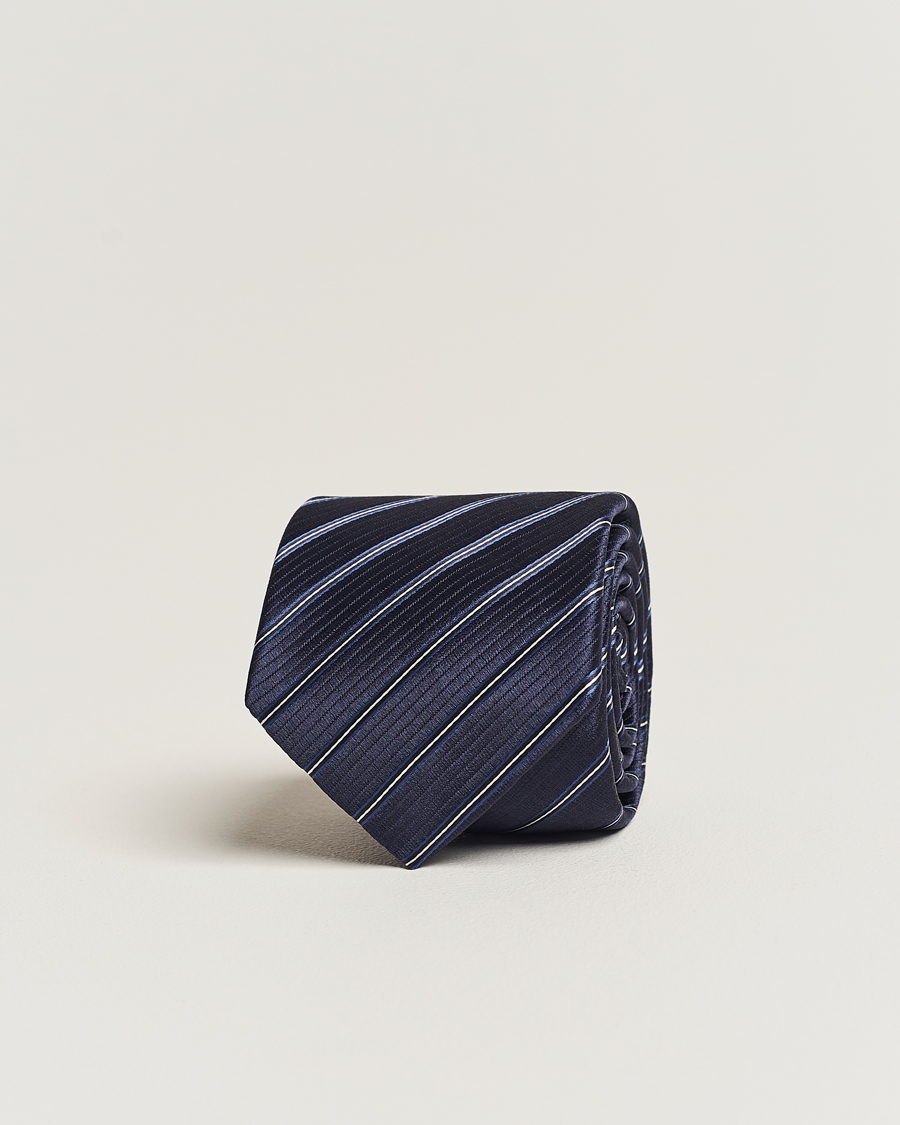 Herre | Giorgio Armani Regimental Stripe Silk Tie Navy | Giorgio Armani | Regimental Stripe Silk Tie Navy