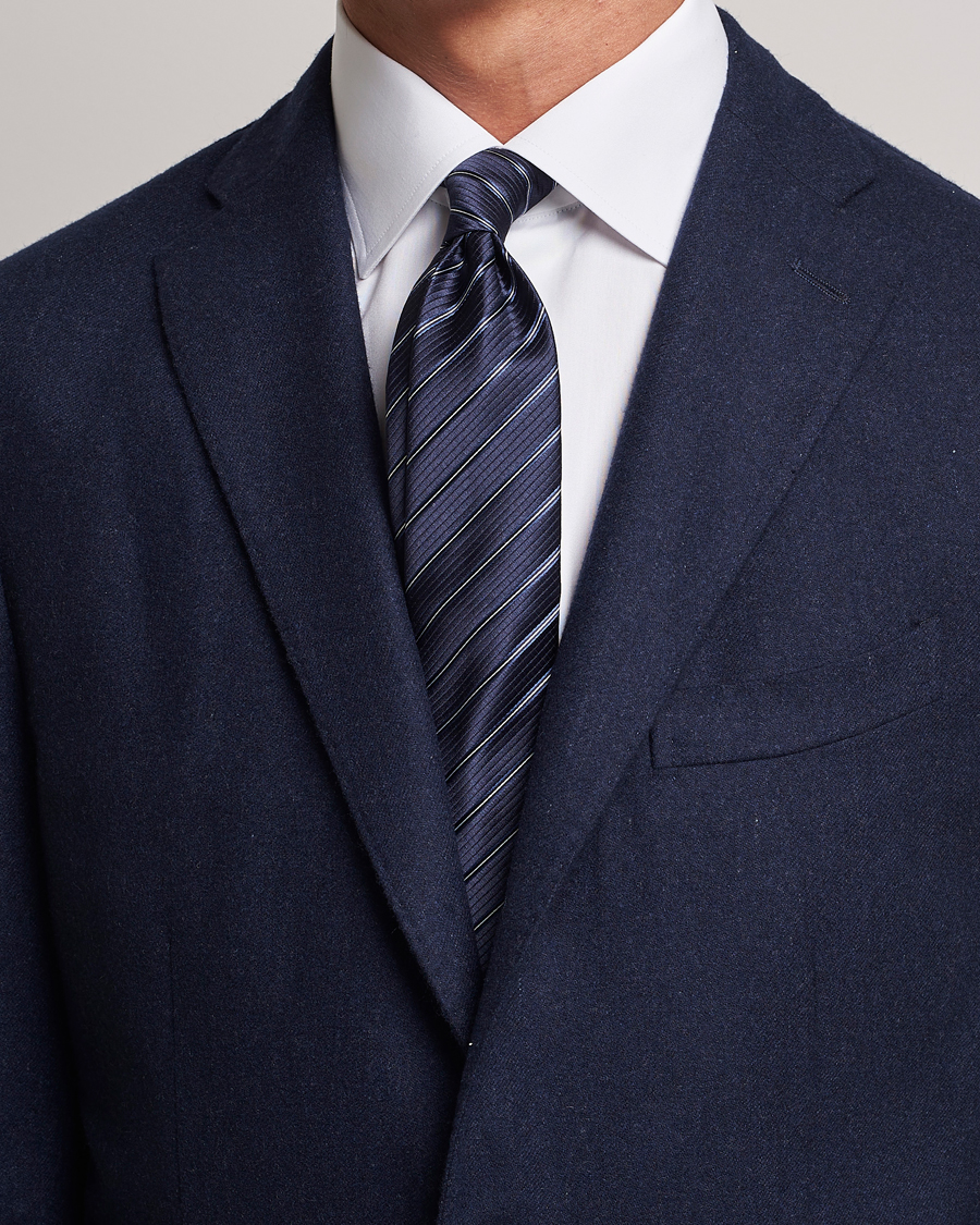 Herre | Jakke og bukse | Giorgio Armani | Regimental Stripe Silk Tie Navy