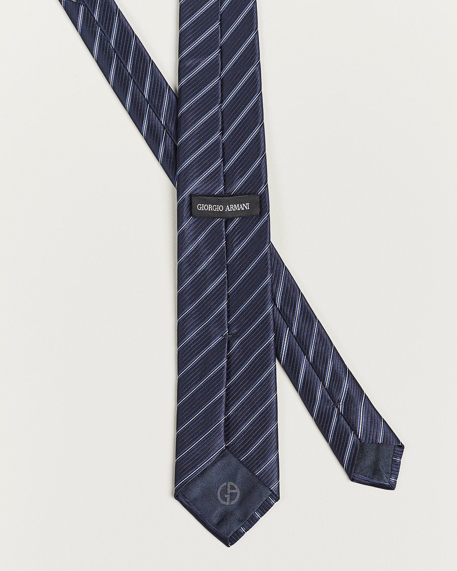 Herre | Giorgio Armani Regimental Stripe Silk Tie Navy | Giorgio Armani | Regimental Stripe Silk Tie Navy