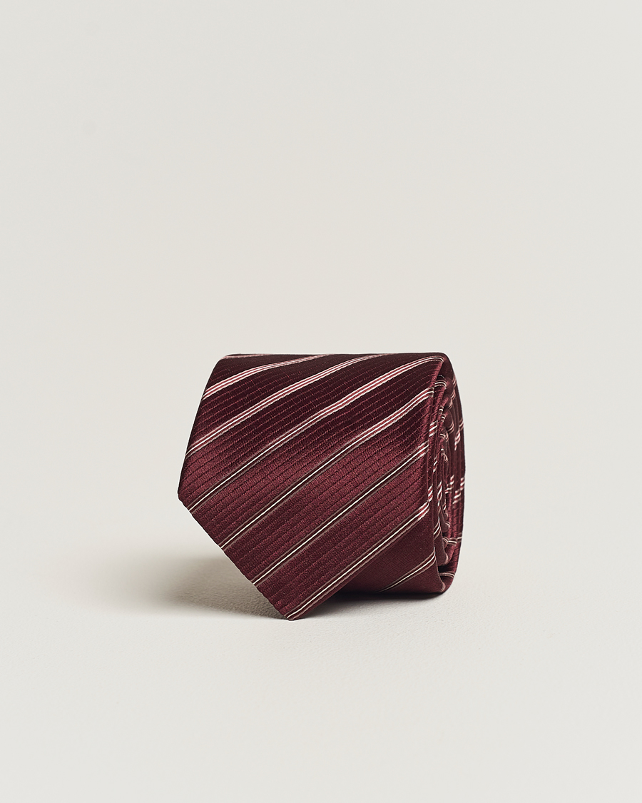 Herre | Giorgio Armani Regimental Stripe Silk Tie Burgundy | Giorgio Armani | Regimental Stripe Silk Tie Burgundy