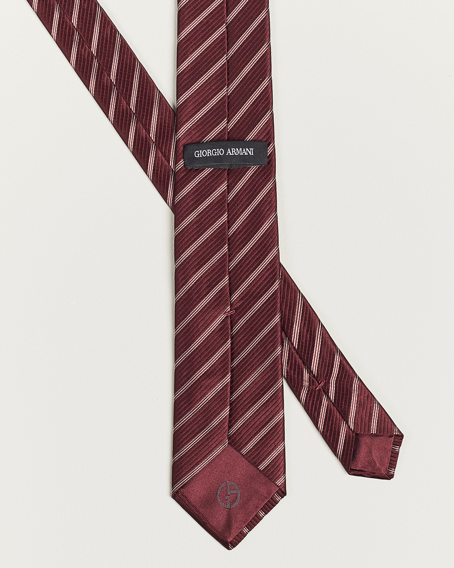 Herre |  | Giorgio Armani | Regimental Stripe Silk Tie Burgundy