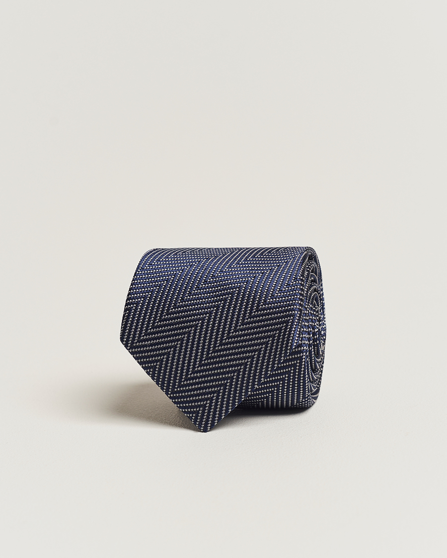 Herre | Giorgio Armani Chevron Silk Tie Navy | Giorgio Armani | Chevron Silk Tie Navy