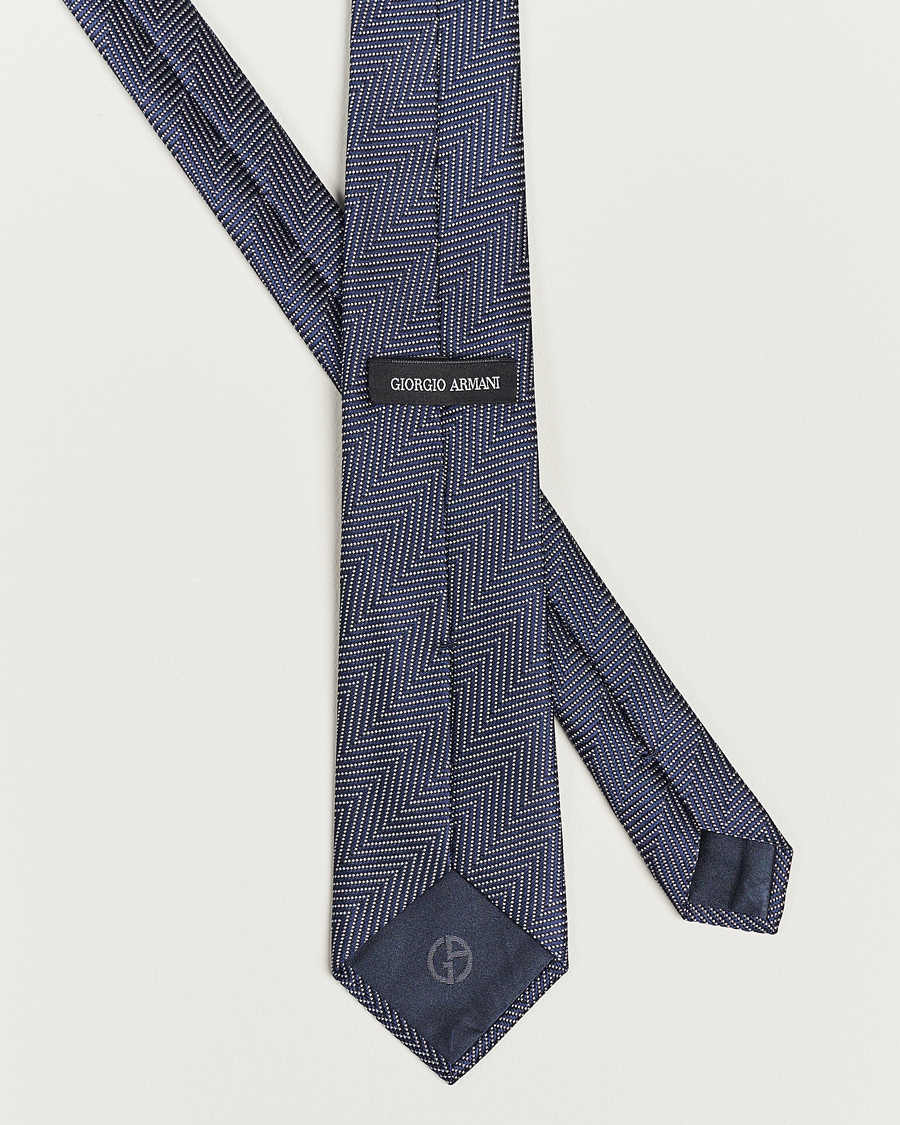 Herre | Giorgio Armani Chevron Silk Tie Navy | Giorgio Armani | Chevron Silk Tie Navy