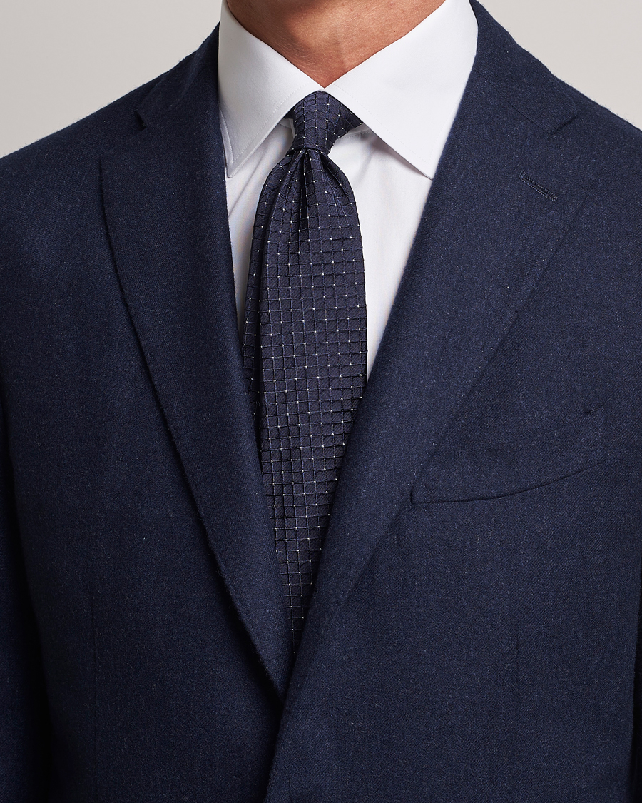 Herre |  | Giorgio Armani | Jacquard Dot Silk Tie Navy