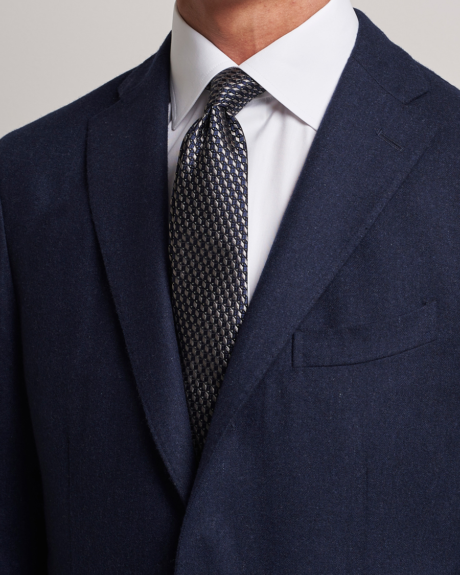 Herre | Giorgio Armani Jacquard Silk Tie Navy/Grey | Giorgio Armani | Jacquard Silk Tie Navy/Grey
