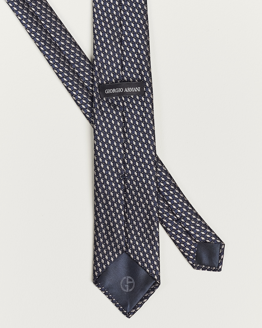 Herre | Giorgio Armani Jacquard Silk Tie Navy/Grey | Giorgio Armani | Jacquard Silk Tie Navy/Grey