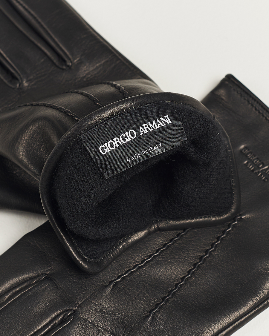 Herre |  | Giorgio Armani | Lamb Leather Gloves Black