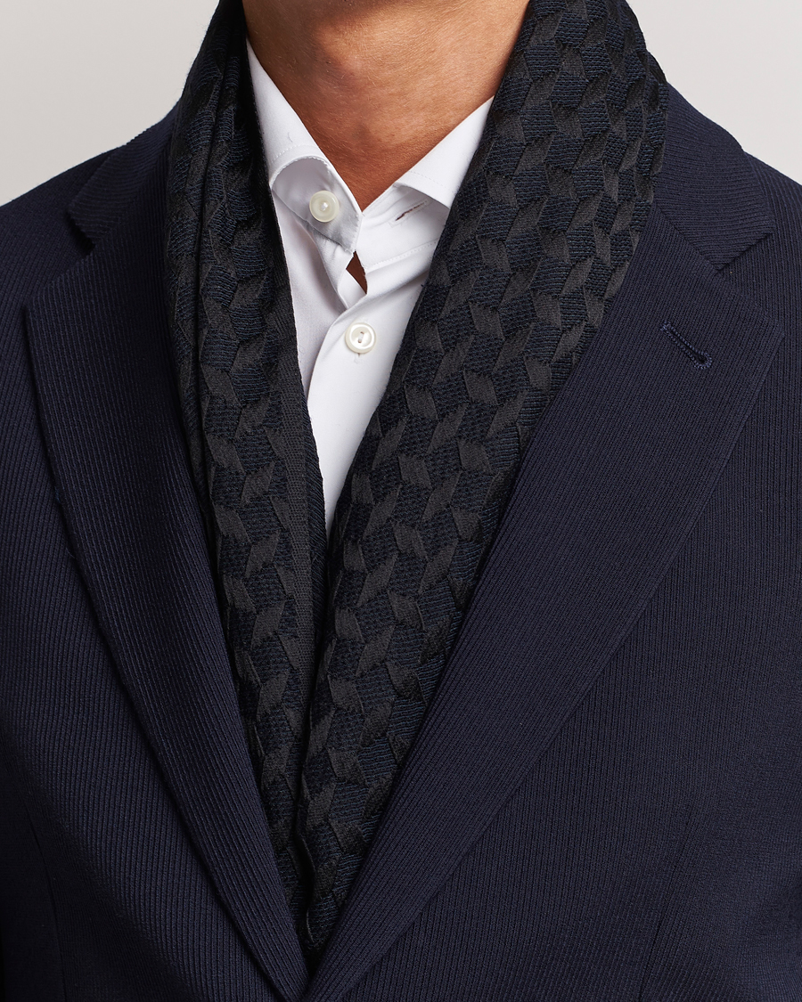Herre | Giorgio Armani Wool/Silk Monogram Scarf Navy | Giorgio Armani | Wool/Silk Monogram Scarf Navy