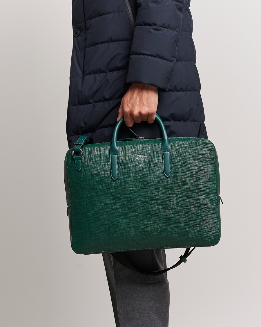 Herre | Assesoarer | Smythson | Panama Lightweight Briefcase Forest Green