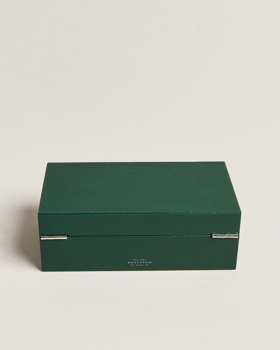Herre | Smythson Panama Lockable Watch And Cufflink Box Forest Green | Smythson | Panama Lockable Watch And Cufflink Box Forest Green
