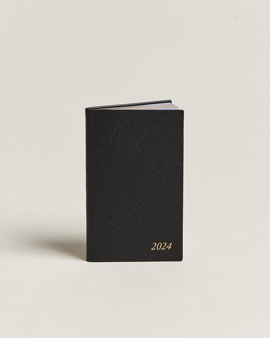 Herre | Smythson Panama Crossgrain Diary 2024 Black | Smythson | Panama Crossgrain Diary 2024 Black