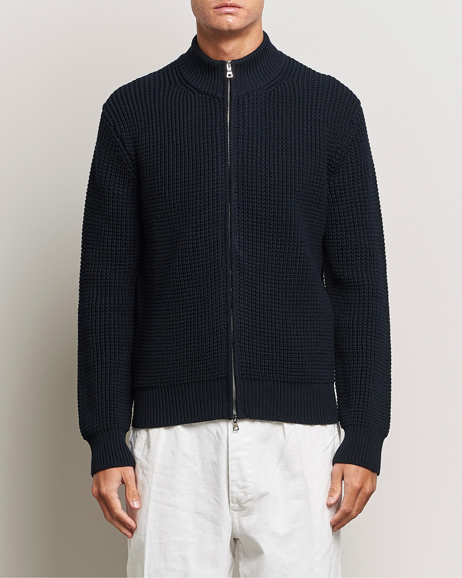 Herre | Gensere | Orlebar Brown | Swan Merino Seed Stich Full Zip Night Iris