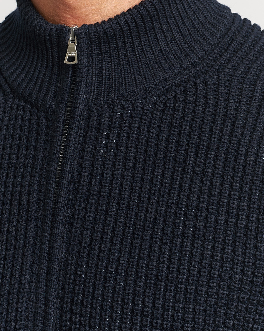 Herre | Gensere | Orlebar Brown | Swan Merino Seed Stich Full Zip Night Iris