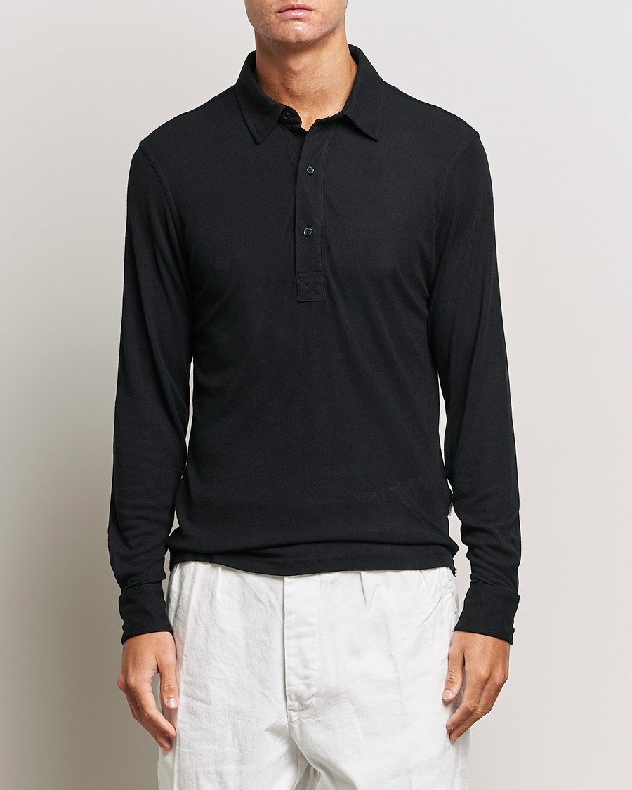 Herre | Orlebar Brown | Orlebar Brown | Sebastian Long Sleeve Cashmere Polo Black