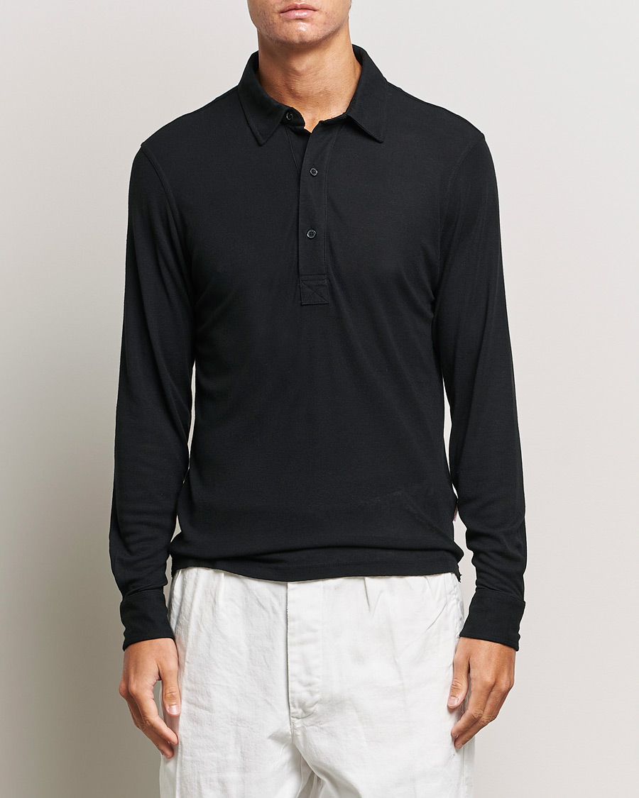 Herre | Gensere | Orlebar Brown | Sebastian Long Sleeve Cashmere Polo Black