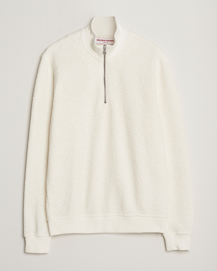 Herre | Gensere | Orlebar Brown | Isar Fleece Cashmere Half-Zip White Sand