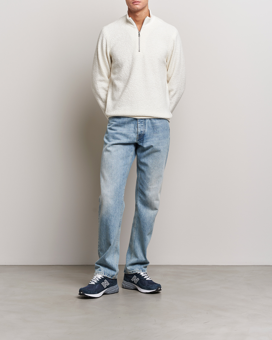 Herre | Gensere | Orlebar Brown | Isar Fleece Cashmere Half-Zip White Sand