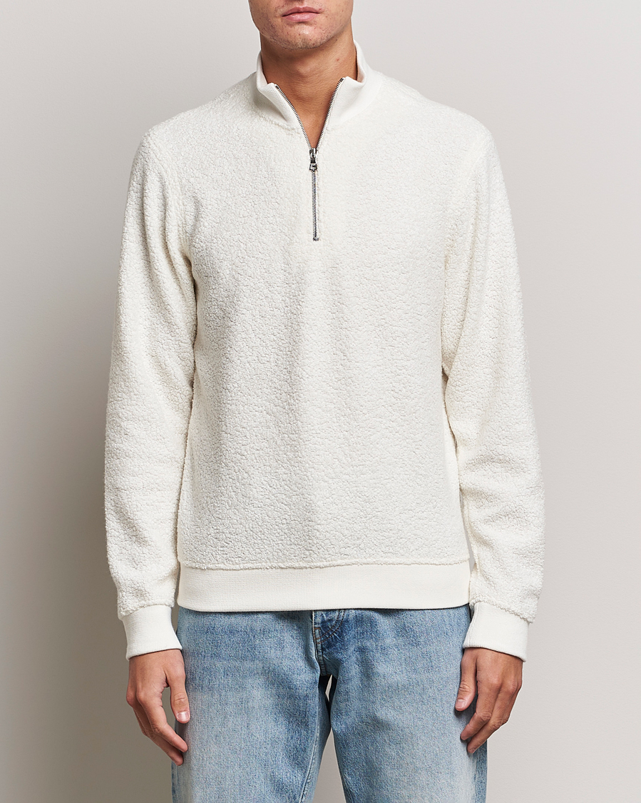 Herre | Gensere | Orlebar Brown | Isar Fleece Cashmere Half-Zip White Sand